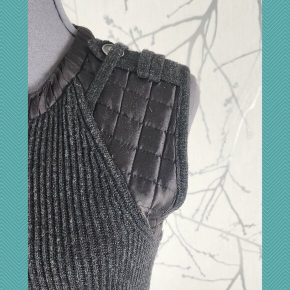 Elena Wang Dark Gray Wool Blend Ribbed Knit Full Zip Sweater Dress - Picture 2 of 5